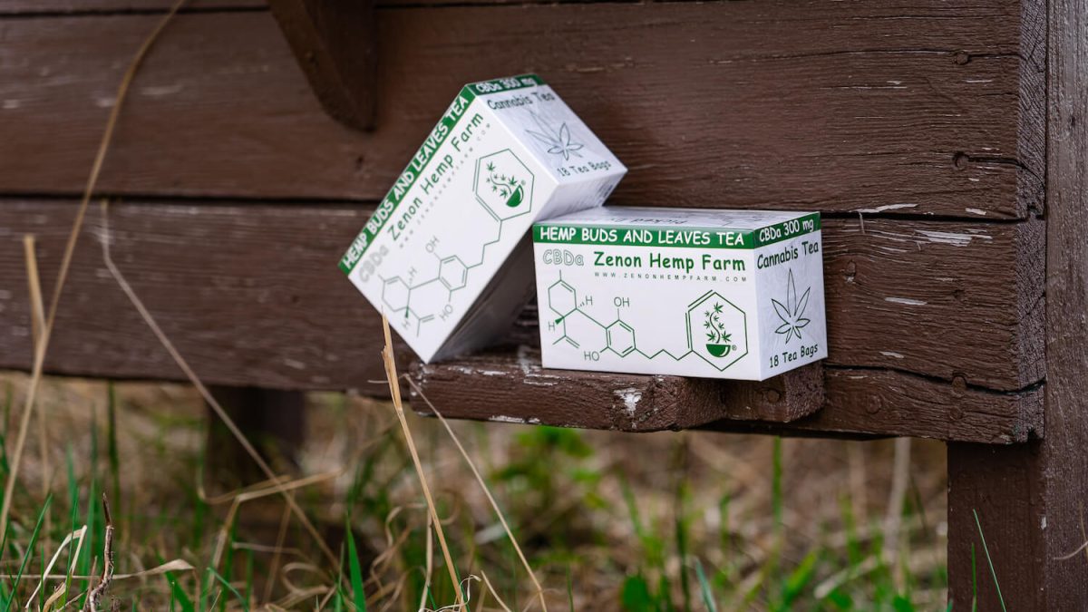 The Hemp tea packs produced on Zenon Hemp Farm